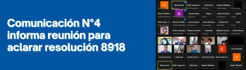 Comunicación N°4 informa reunión para aclarar resolución 8918